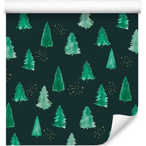 Carta da parati con albero di Natale per soggiorno e camera da letto, 50x1000 cm (1/5)