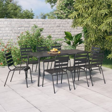 Ensemble à manger de jardin 9 pcs-Salon de jardin anthracite acier 253744 (1/5)