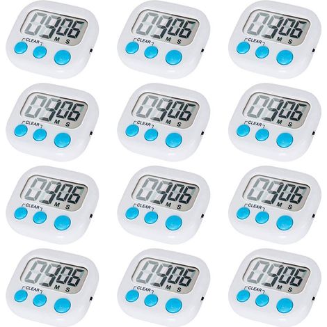 Minuteur Cuisine Numérique - Écran LCD Grand Format - Aimant Arrière - Alarme Sonore 60 S - Fonction Chronomètre Et Mémorisation - Lot De 12 (1/5)