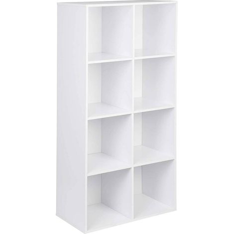 WOLTU Bücherregal 8 Fächer, Standregal Weiß, freistehendes Würfelregal, Büroregal Aktenregal Aufbewahrungsregal Raumteiler, 60x121x29,5 cm (BxHxT) (1/5)