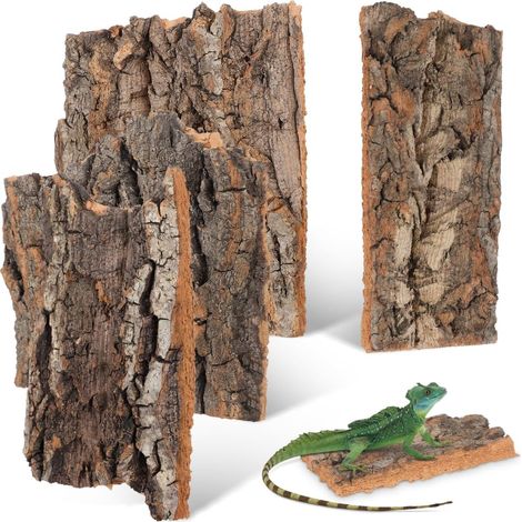 4pcs Natural Cork Bark for Reptiles: 8-14cm Tree Bark Decor for Vivarium and Terrarium - Climbing Platform and Hide Cave for Bearded Dragon, Gecko, Lizard and Tortoise (1/5)