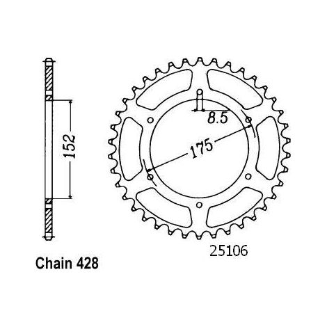 Couronne Acier Yamaha - 428 - 53 Dents - Similaire JTR839 - Made in Germany