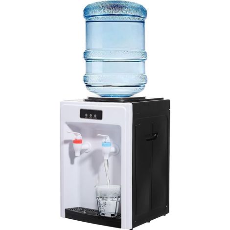 Distributeur d'eau Électrique, Fontaine à Eau, Eau Chaude (90°C) et Froide (15°C), 550W Chauffage/75W Refroidissement, en PP & INOX 304, pour Maison/Bureau (Blanc) (1/5)