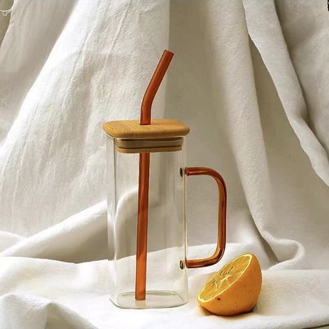 Verre À Boisson Avec Couvercle Et Paille En Verre - Pour Cocktail Whisky Thé Froid Smoothie - Lot De 1 (1/5)