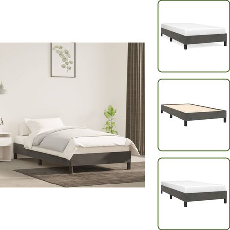 Bettgestell ohne Matratze Dunkelgrau 100x200 cm Samt - Samtbettwäsche - Doppelbett - Boxspringbett - Lattenrost - Bettrahmen (1/5)