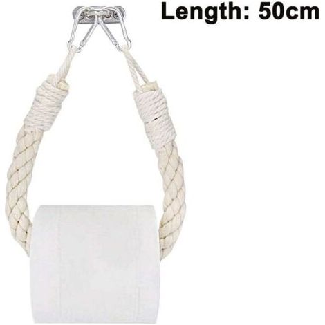 Porte-papier hygiénique en corde de jute, porte-serviettes mural industriel avec crochet en métal pour salle de bain, serviette ou rideau de douche (1/4)
