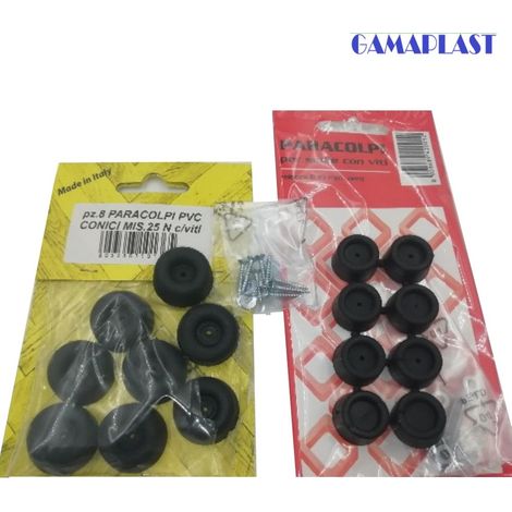 PARACOLPO TRONCO CONICO IN BLISTER DA 8 PZ PVC NERO  DIAMETRO 19 mm