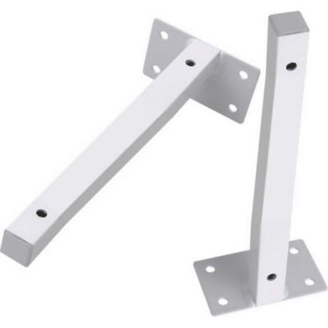 Support D Etagere Flottante - Acier - Pour Installation Murale - Sans Planche - 2 Pièces - Blanc