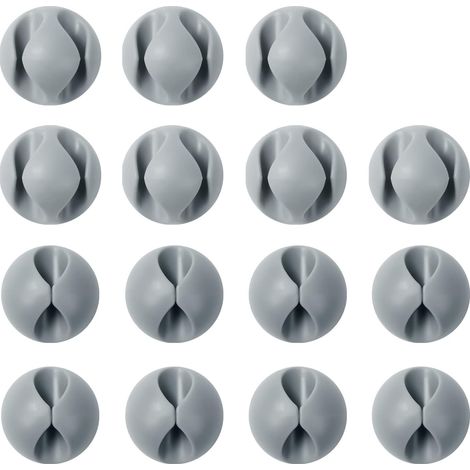 Cable Clips Support de Câble, Ensemble d'Organisateur de Câbles de Gestion de Câbles Polyvalent pour Bureau, Câble d'alimentation, Câble de Chargement USB, Chargeurs, Câble Audio (Gris, 15pcs) (1/5)