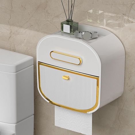Porte-papier toilette mural, sans perçage, boîte de rangement (1/5)