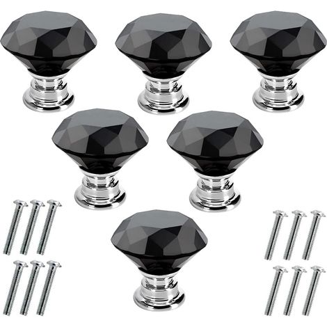 10 pièces/diamètre 30mm bouton de porte en cristal noir bouton armoire tiroir meubles verre diamant bouton (1/5)