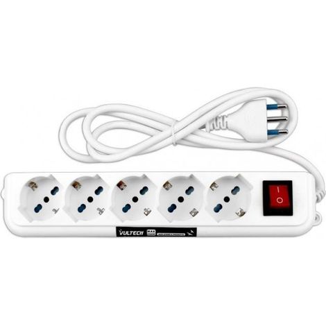 Vultech MU-01 Verlängerungskabel 1,5 m 5 AC-Ausgänge Drinnen Weiß