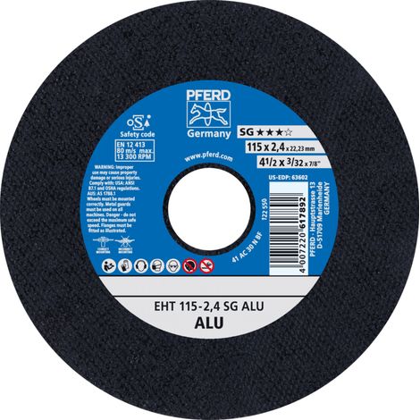 PFERD TOOLS Trennscheibe EHT 115x2,4x22,23 mm gerade Leistungslinie SG ALU für Alu 25 Stk