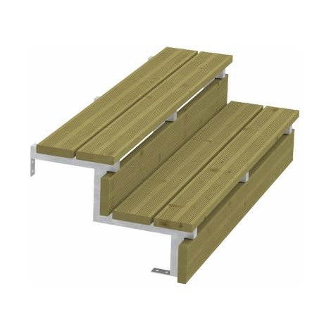 Plus Außentreppe Kiefer/Feuerverzinkt 2 Stufen 120 cm breit Außentreppe