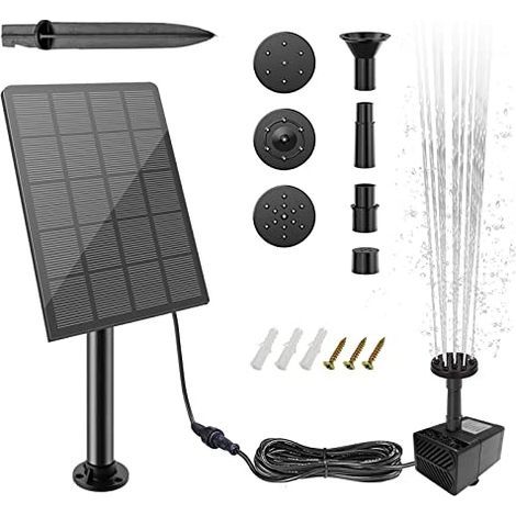 Fontaine Exterieure De Jardin Solaire Cascade, Solar Exterior 2.5w, Bomba De Agua Solar Para Estanque, Fuente Solar Bateria Diy Bebedero Pajaros (1/5)