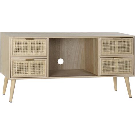 Meuble Tv Paulownia Mdf 120X42X60 Calandre Naturel (1/5)