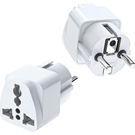 Lot de 2 adaptateurs de voyage – Adaptateur universel (prise chinoise/allemande) – Prise universelle UE pour États-Unis, Royaume-Uni, Thaïlande, Suisse, Chine, Italie, etc.