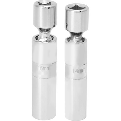 Ortviai Douille à Bougies d'Allumage 3/8" avec Rotule 360° et Aimant Intégré – 2 Pièces (14 mm et 16 mm) en Acier Chrome-Vanadium (1/5)