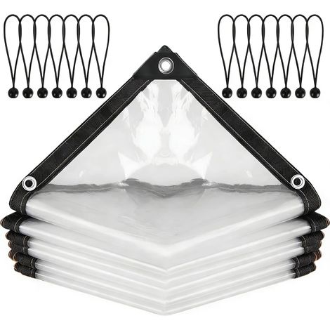 3x4m Bâche Transparente avec Oeillets Bâche Imperméable en Plastique avec Élastique de Serrage Bache de Protection Exterieur- pour Camping Balcon Jardin Plantes Serre Chapeau pour Animaux Toit (1/5)