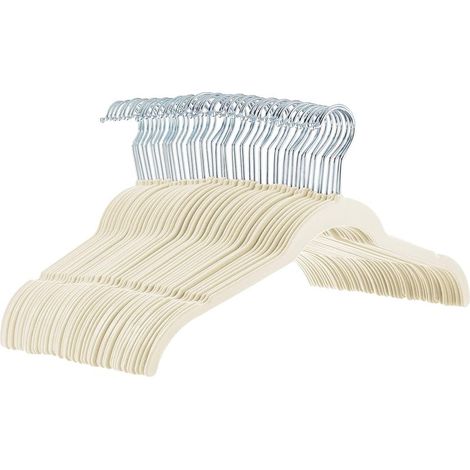 Lot de 20 Cintres en Velours pour Chemises/Robes, Ivoire (1/5)