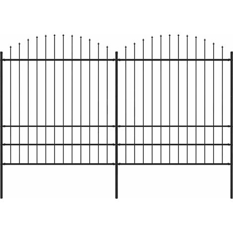 Clôture de jardin avec pointe de lance, acier, 359 x 200 cm, noire