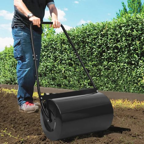 Rodillo para césped negro 63 cm 50 L vidaXL