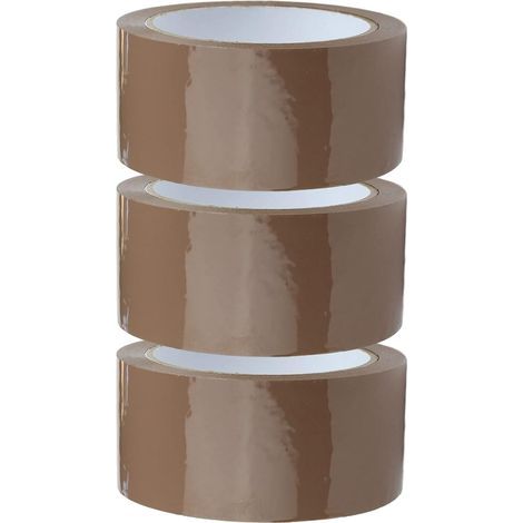 3 rouleaux de ruban adhésif marron de 4,8 cm de large x 1,5 x 100 mètres Ruban d'emballage pour cartons, expédition, manutention Ruban adhésif transparent pour l'emballage et le conditionnement (1/5)