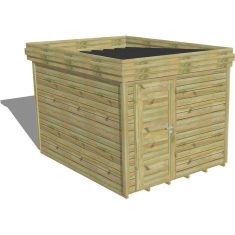 ABRI DE JARDIN bois Pin autoclave 27mm - 2,64x3,44m / 9,1m2 - Bac acier - Plancher bois