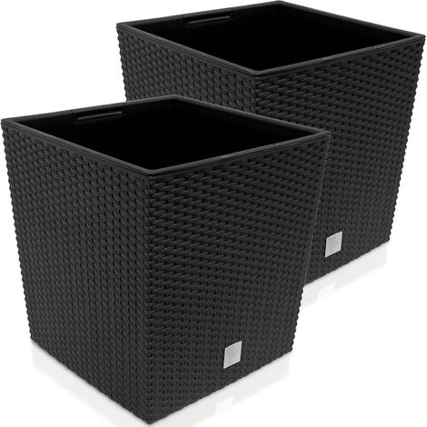 DEUBA® 35/64 Litre Rattan-Look Weatherproof Flower Pot Inner Planter Convenient Handles Indoor and Outdoor Versatility Stylish Cachepot 2x - 64 Ltr. - anthrazit (de)