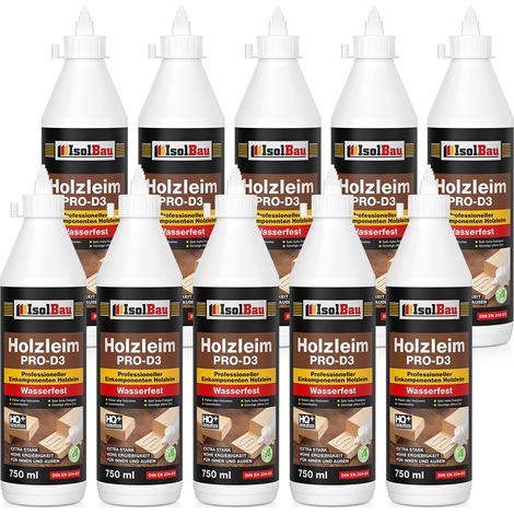 Holzleim D3 Weißleim Wasserfest 10x 750 ml  860 g Leim Holzkleber Innen & Außen (1/5)
