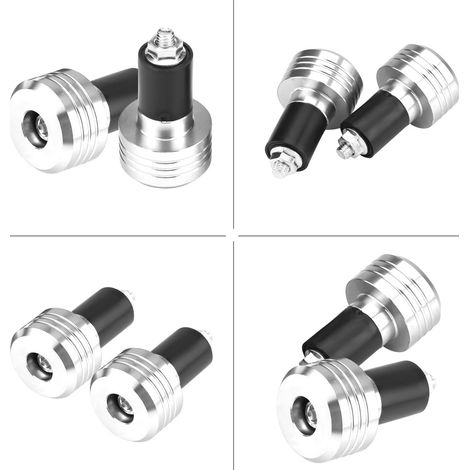 Paar universelle 22-mm-Lenkerendkappen aus Aluminium für Motorräder, silberne Ausgleichsstopfen (1/5)