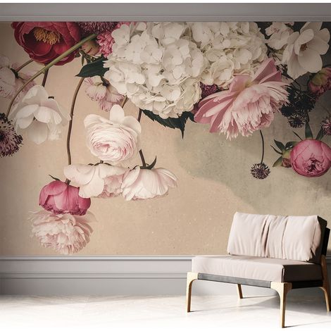 Papier peint autocollant adhésif avec imprimé motifs uniques apparence moderne Fleurs romantiques 312x219 cm (1/5)