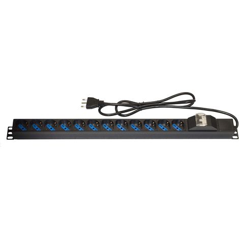 Multiprise Verticale connecteur à 12 Ports pour armoires Rack avec Interrupteur magnétothermique