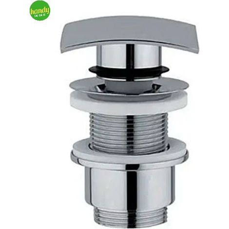 Piletta di scarico click clack in ottone cromato per lavabo o bidet con tappo quadrato cromato e senza troppo pieno 11/4" AMBRA WATER