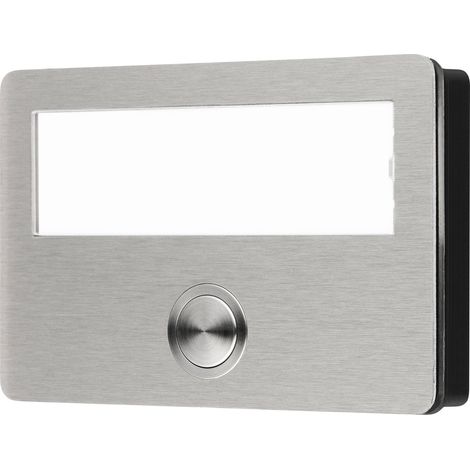 GROTHE BOUTON DE SONNETTE DE PORTE AVEC GRANDE PLAQUE NOMINATIVE - ÉCLAIRAGE LED ENCASTRÉ - SURFACE EN ACIER INOXYDABLE ETA 640