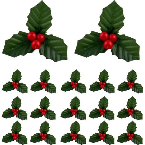 50pièces Tiges de Baies Rouges Artificielles Houx pour Guirlande de Noël Décoration de Maison Couronne Guirlande Remplissage de Vase (1/5)