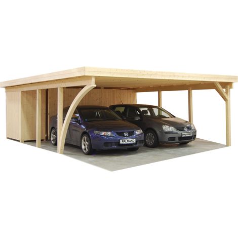 Garage en bois Karl 40,6 m2 Traité Marron (1/4)