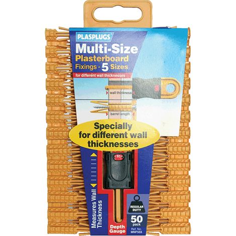 PLASPLUGS Multi-Size Plasterboard Fixings (50) (1/2)