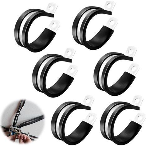 Kabelbinder aus Edelstahl, Typ R – mit Gummibeschichtung – zur Befestigung von Rohren/Kabeln – vibrationsdämpfend – für Heimwerker/Mechaniker – silberfarben – 35 mm – 6er-Pack (1/5)