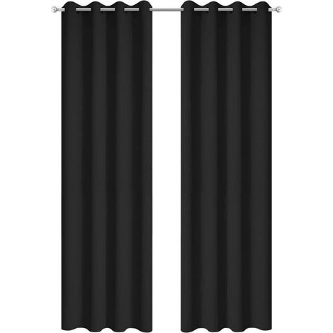 2 Pièces Rideaux Occultants Thermiques pour Salon - 140x240cm - Noir