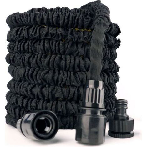 Tuyau d’arrosage extensible 7,5 m noir – Flexible et léger pour jardin, pelouse, voiture – Buse 8 fonctions professionnelle