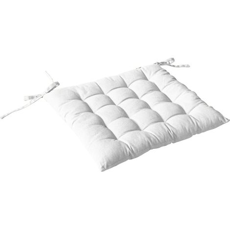 Galette de Chaise Piquée Uni "Panama" 38x38cm Blanc