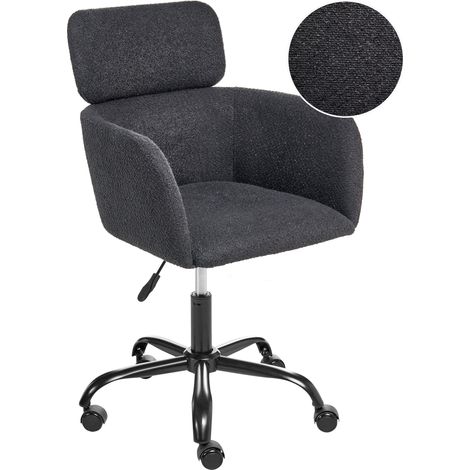Silla de escritorio oficina giratoria moderna altura regulable de bouclé negro Alena (1/5)