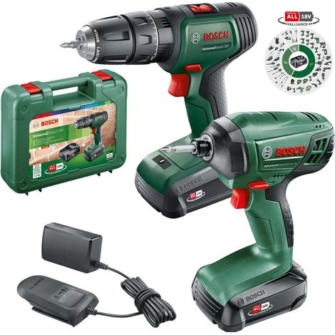 Bosch 18v Cordless Twin Pack Combi Drill + Impact Driver Power4ALL 2 x Batteries (1/5)