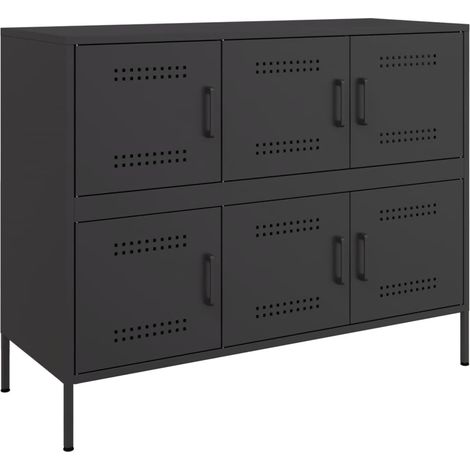 Credenza buffet cassettiera mobile contenitore organizer cucina soggiorno soggiorno 100,5 x 39 x 79 cm acciaio nero 020035783