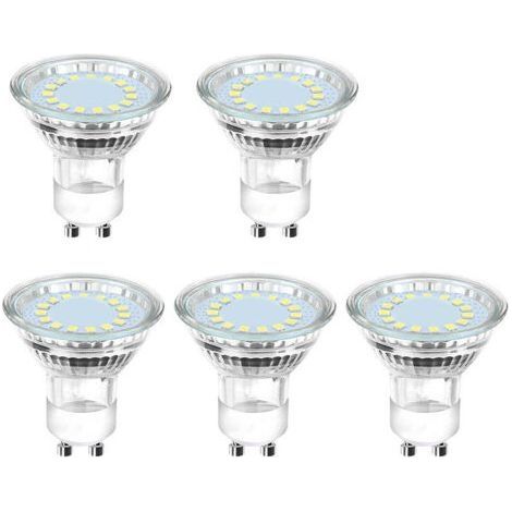 Ampoule LED GU10, 6500K, 4W, équivalent 50W lampe halogène, 450LM, Ampoule LED Spot Culot GU10, Non-dimmable, 230V, 110° Larges Faisceaux, Lot de 5 (1/4)