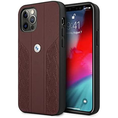 Étui BMW BMHCP12MRSPPR pour iPhone 12/12 Pro 6,1 rouge/rouge, rigide, en cuir perforé incurvé