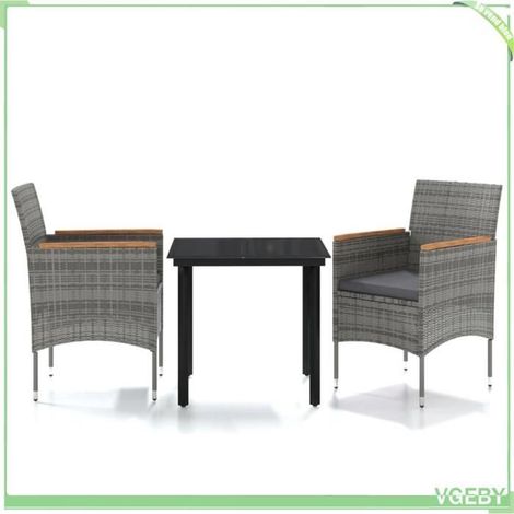 Ensemble à manger de jardin - FAFEICY - 3099335 - Gris et noir - 2 places - Table 80x80 cm (1/5)
