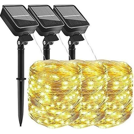 TAISHENGDA – 12 m lange Solar-Lichterkette für den Außenbereich, 3-teilig, wasserdicht, 8 Modi, Solar-Außendekoration (1/5)