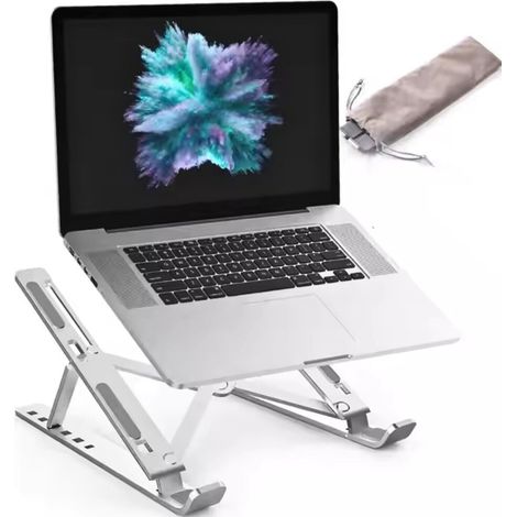 Tragbarer Laptopständer aus Aluminiumlegierung, leicht und ergonomisch, verstellbarer Winkel, geeignet für Laptops von 10 bis 15,6 Zoll, zusammenklappbar.